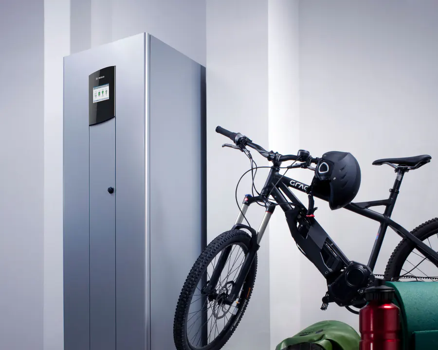 Wall-mounted Enphase home battery storage units