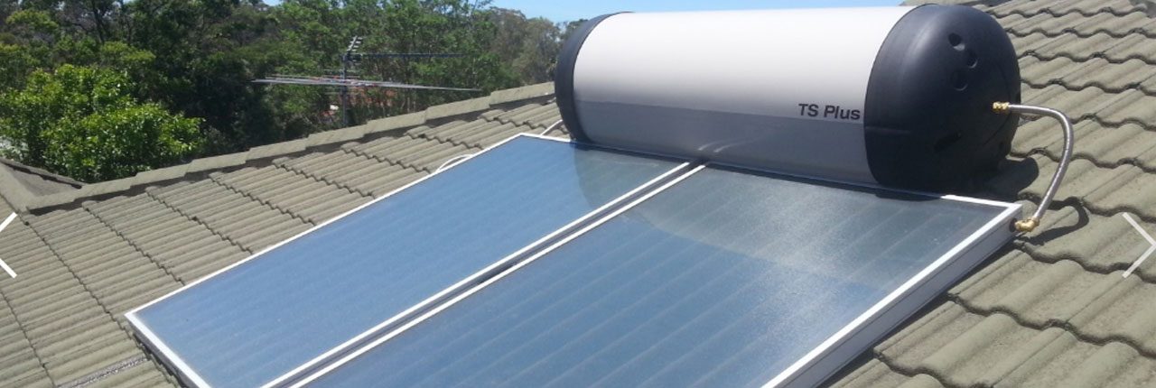 Solar hot water system installed on roof